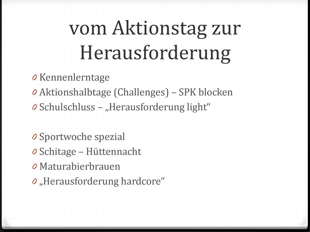vom Aktionstag zur Herausforderung