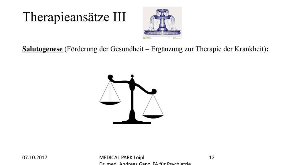 Therapieansätze III Salutogenese (Förderung der Gesundheit – Ergänzung zur Therapie der Krankheit):
