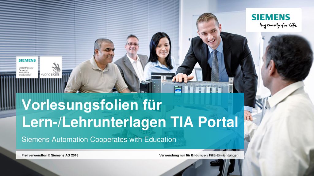 Vorlesungsfolien für Lern-/Lehrunterlagen TIA Portal Siemens Automation Cooperates with Education