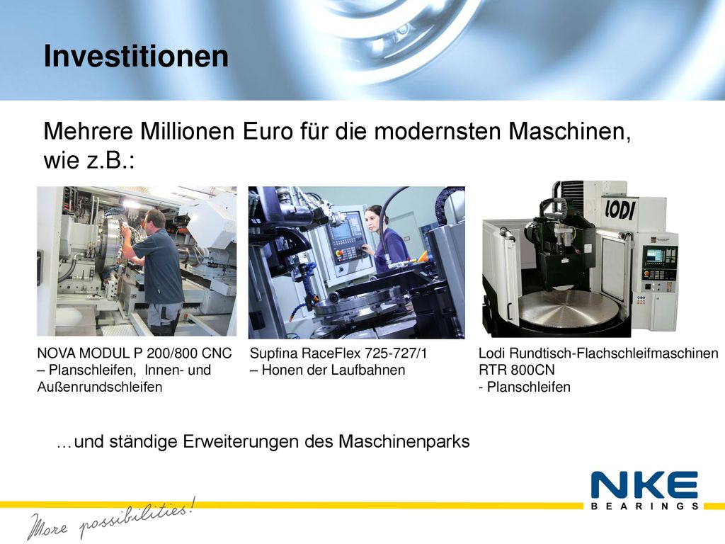 Investitionen Mehrere Millionen Euro für die modernsten Maschinen, wie z.B.: