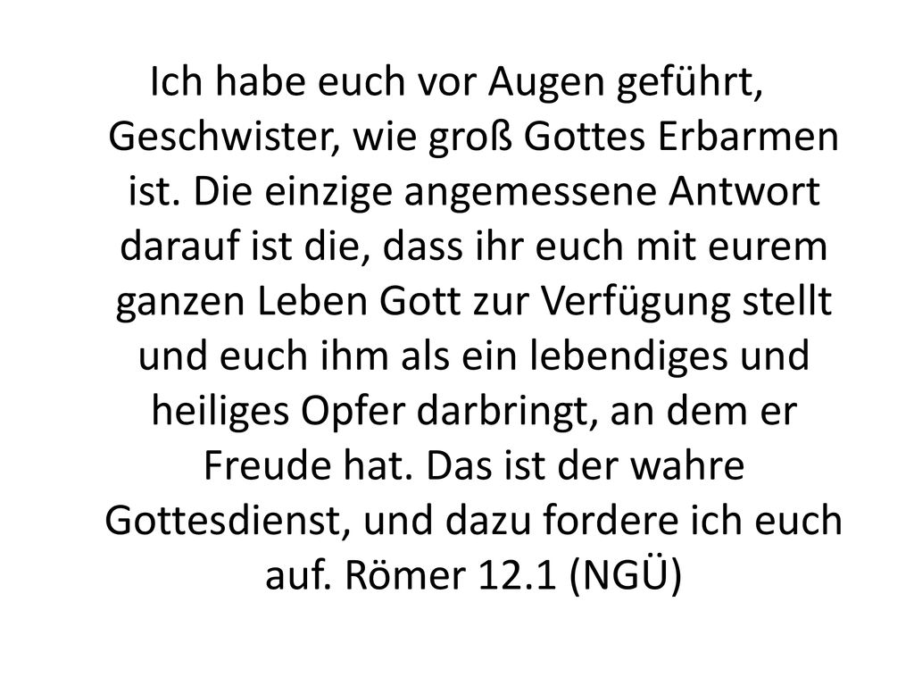 Ich habe euch vor Augen geführt, Geschwister, wie groß Gottes Erbarmen ist.