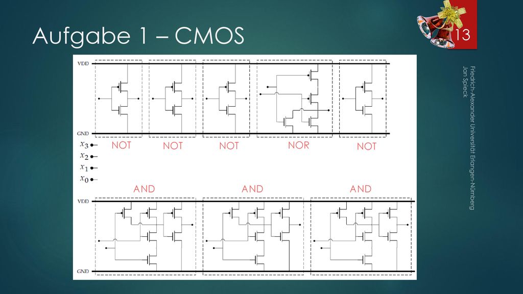 Aufgabe 1 – CMOS NOT NOT NOT NOR NOT AND AND AND