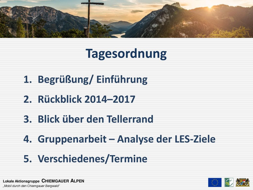Tagesordnung Begrüßung/ Einführung Rückblick 2014–2017
