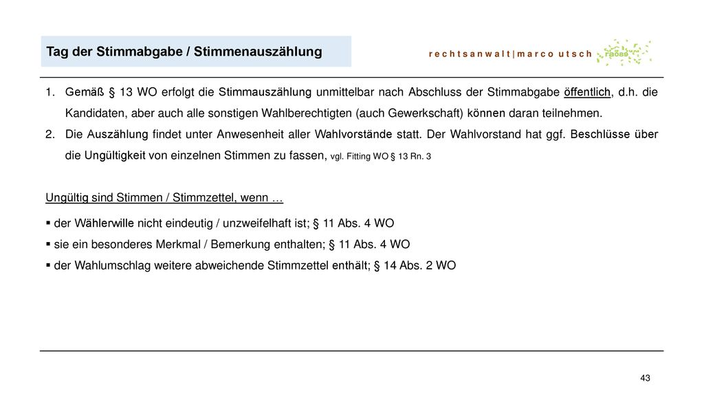 Tag der Stimmabgabe / Stimmenauszählung