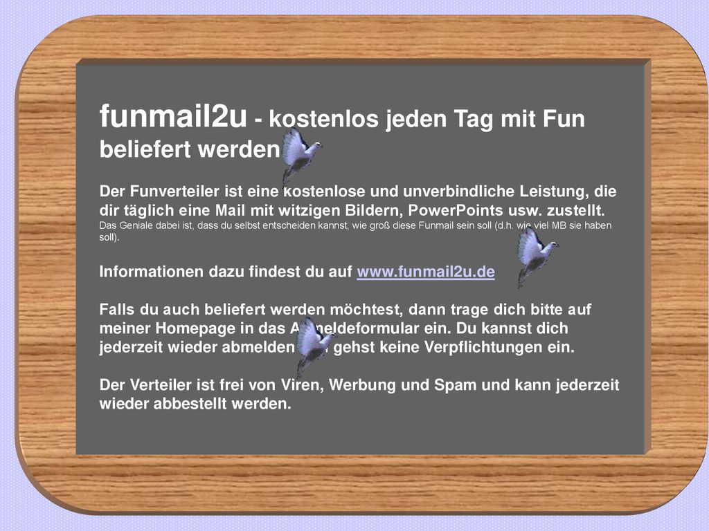 funmail2u - kostenlos jeden Tag mit Fun beliefert werden