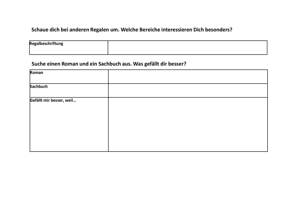 Suche einen Roman und ein Sachbuch aus. Was gefällt dir besser
