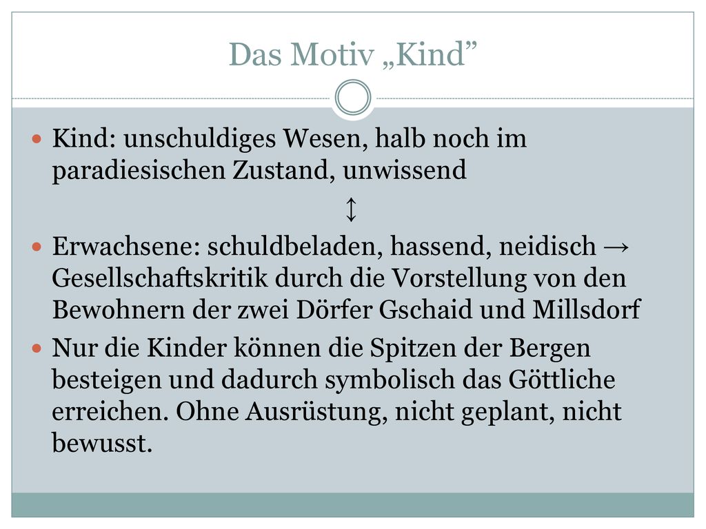 Das Motiv „Kind Kind: unschuldiges Wesen, halb noch im paradiesischen Zustand, unwissend. ↕
