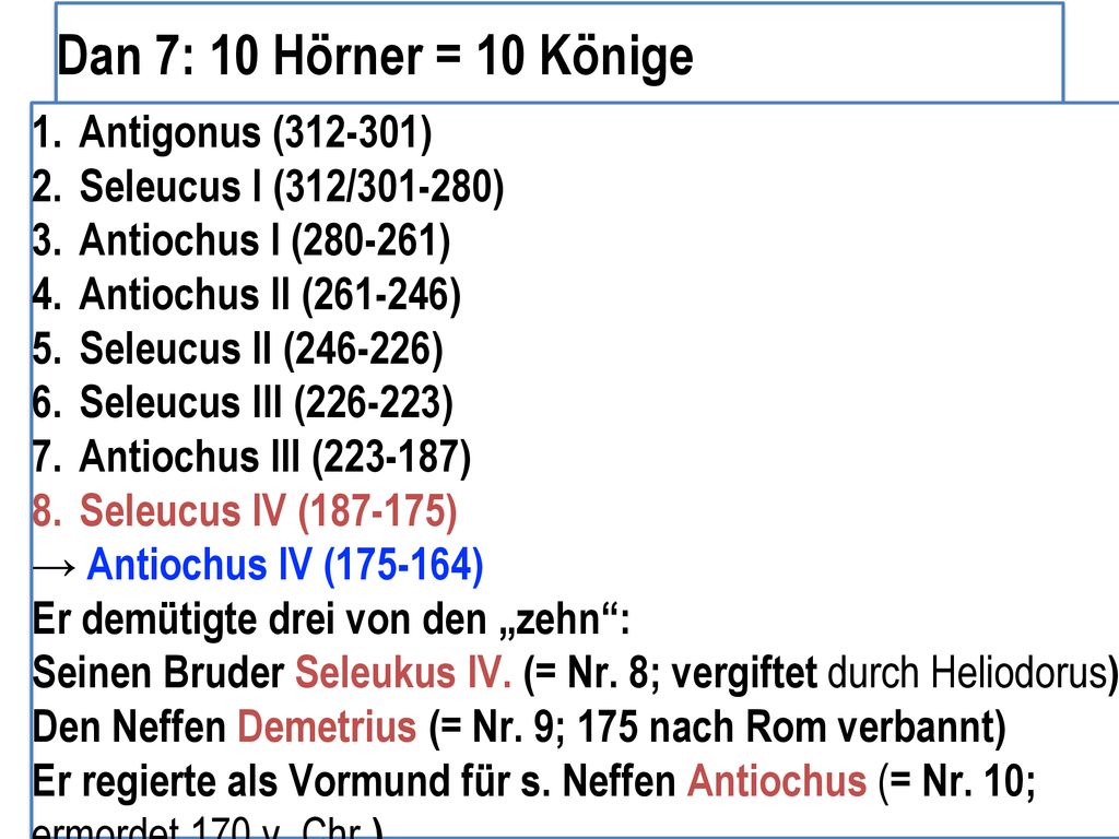 Dan 7: 10 Hörner = 10 Könige Antigonus ( )