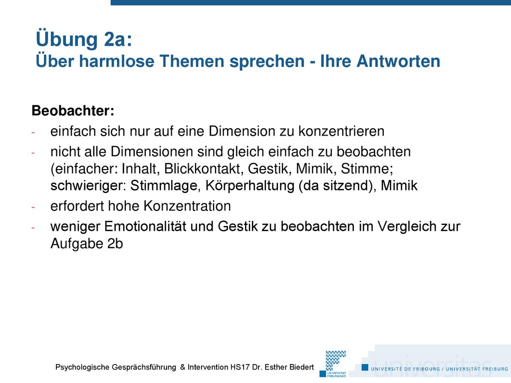 Übung 2a: Über harmlose Themen sprechen - Ihre Antworten