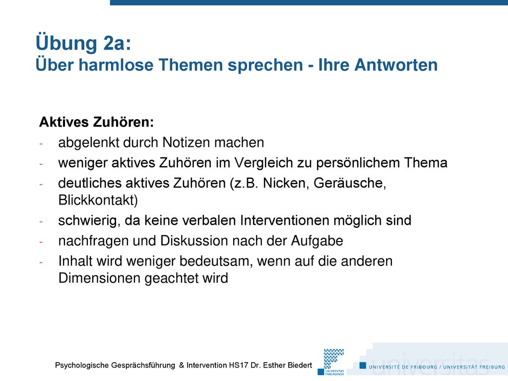 Übung 2a: Über harmlose Themen sprechen - Ihre Antworten