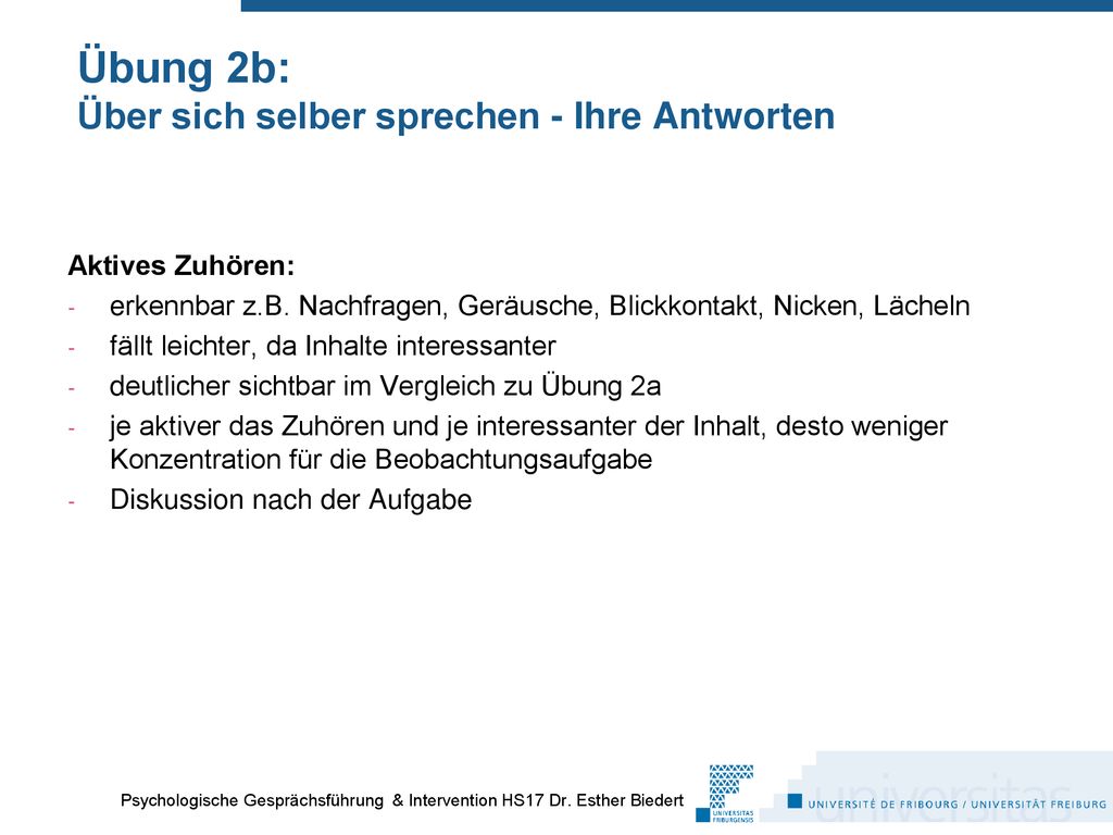 Übung 2b: Über sich selber sprechen - Ihre Antworten