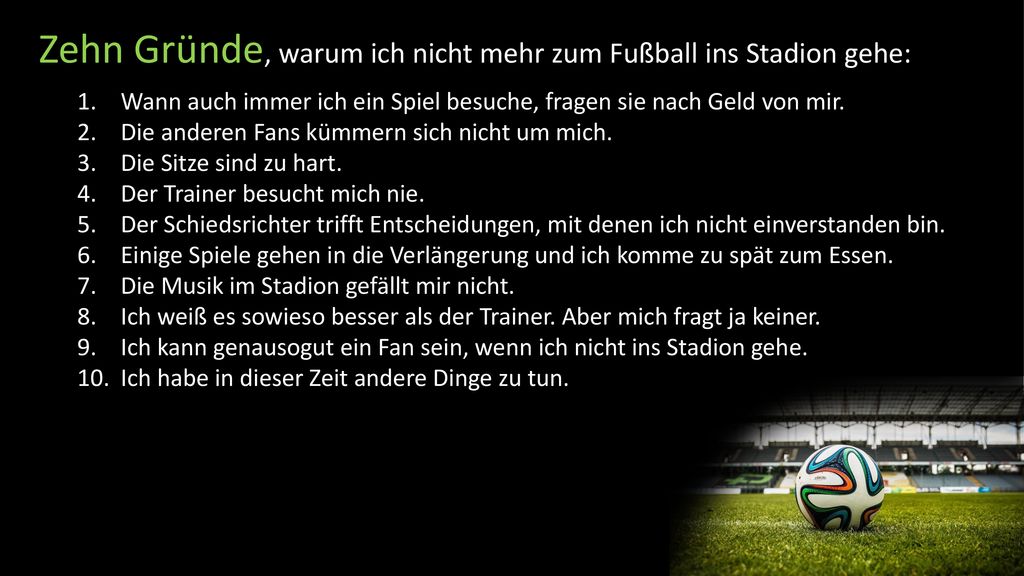 Zehn Gründe, warum ich nicht mehr zum Fußball ins Stadion gehe: