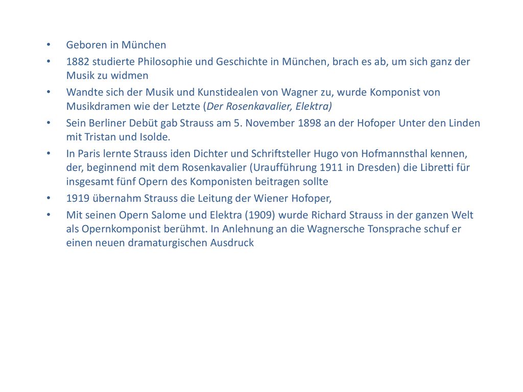 Geboren in München 1882 studierte Philosophie und Geschichte in München, brach es ab, um sich ganz der Musik zu widmen.