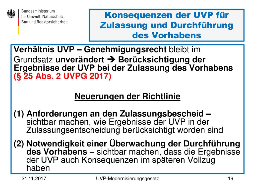 Konsequenzen der UVP für Zulassung und Durchführung des Vorhabens
