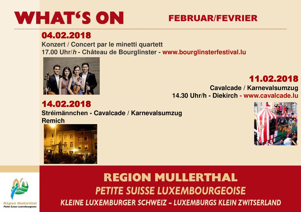FEBRUAR/FEVRIER Konzert / Concert par le minetti quartett Uhr/h - Château de Bourglinster -