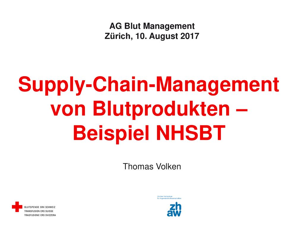 Supply-Chain-Management von Blutprodukten – Beispiel NHSBT