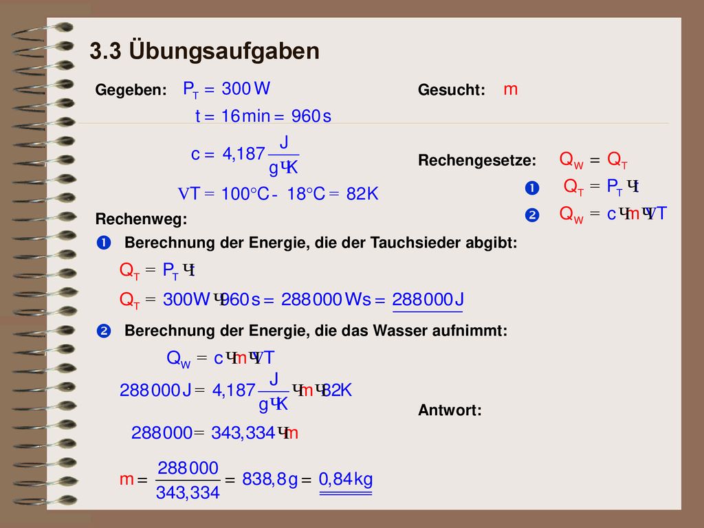 3.3 Übungsaufgaben Œ  Œ  Gegeben: Gesucht: Rechengesetze: Rechenweg: