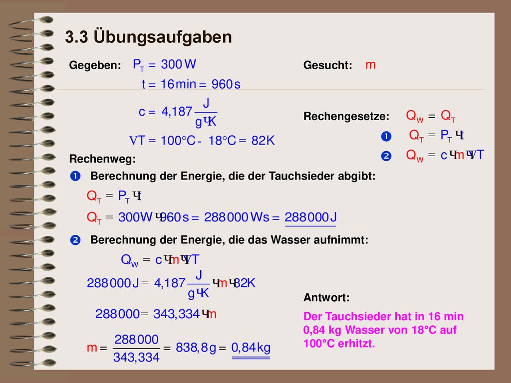 3.3 Übungsaufgaben Œ  Œ  Gegeben: Gesucht: Rechengesetze: Rechenweg: