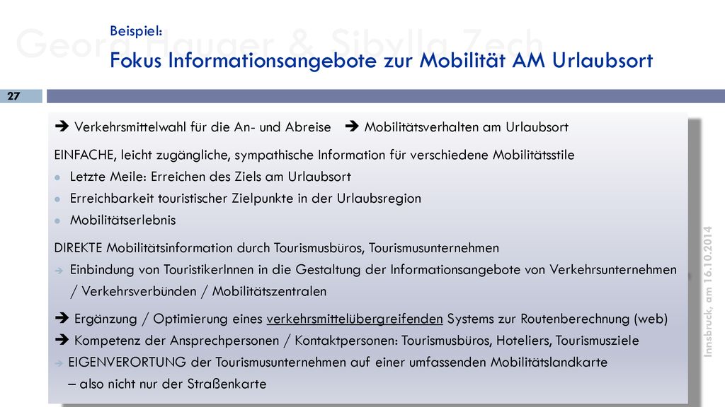 Beispiel: Fokus Informationsangebote zur Mobilität AM Urlaubsort