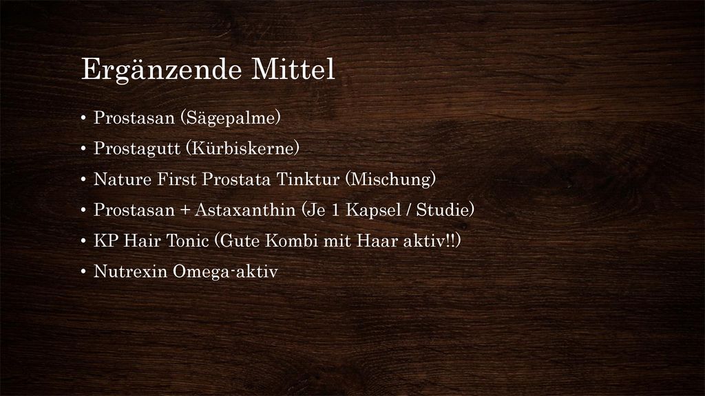 Ergänzende Mittel Prostasan (Sägepalme) Prostagutt (Kürbiskerne)