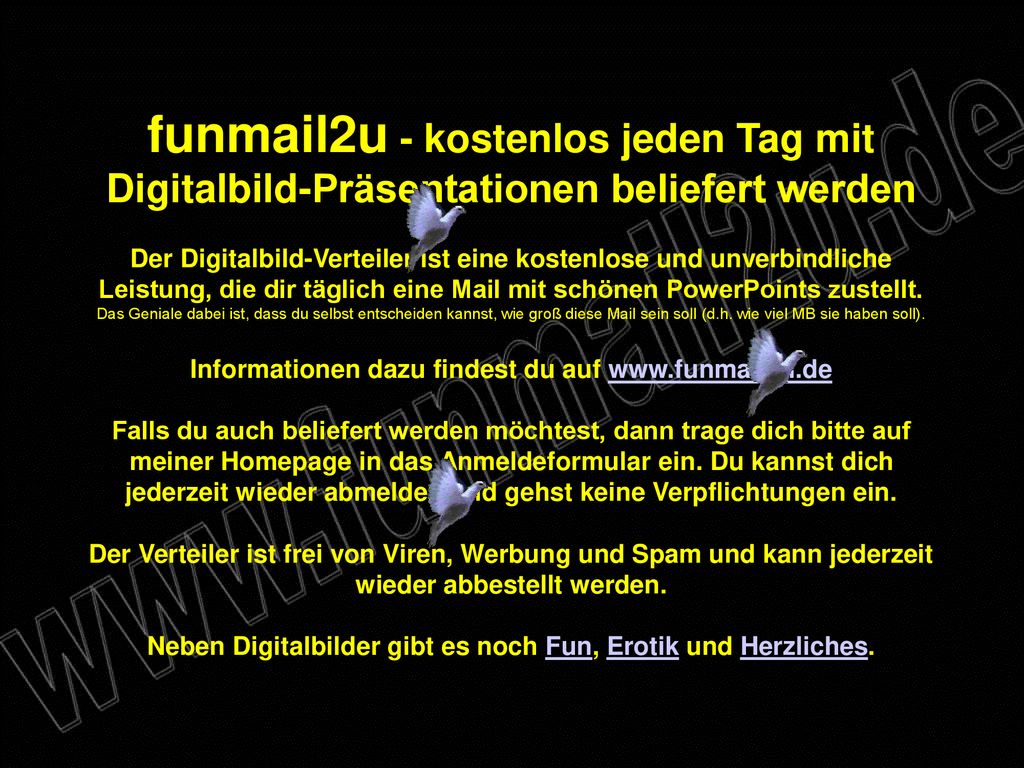 funmail2u - kostenlos jeden Tag mit Digitalbild-Präsentationen beliefert werden