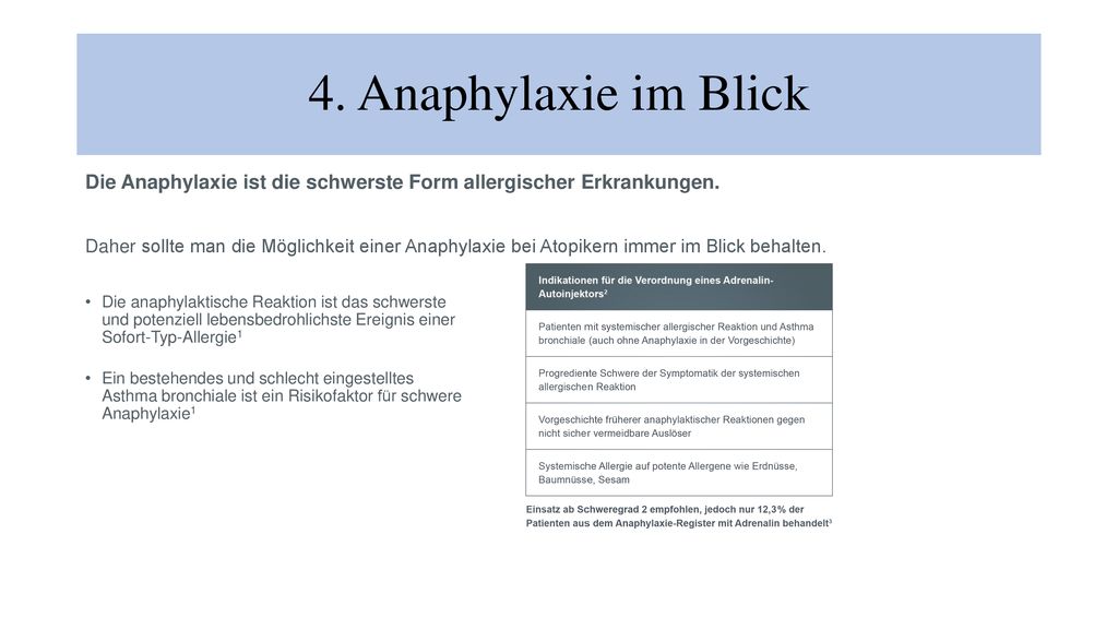 4. Anaphylaxie im Blick Die Anaphylaxie ist die schwerste Form allergischer Erkrankungen.