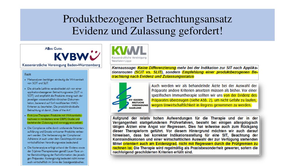 Produktbezogener Betrachtungsansatz Evidenz und Zulassung gefordert!