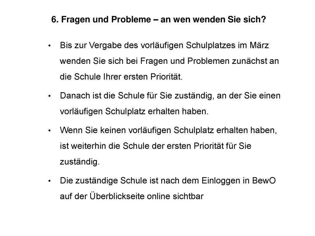 6. Fragen und Probleme – an wen wenden Sie sich