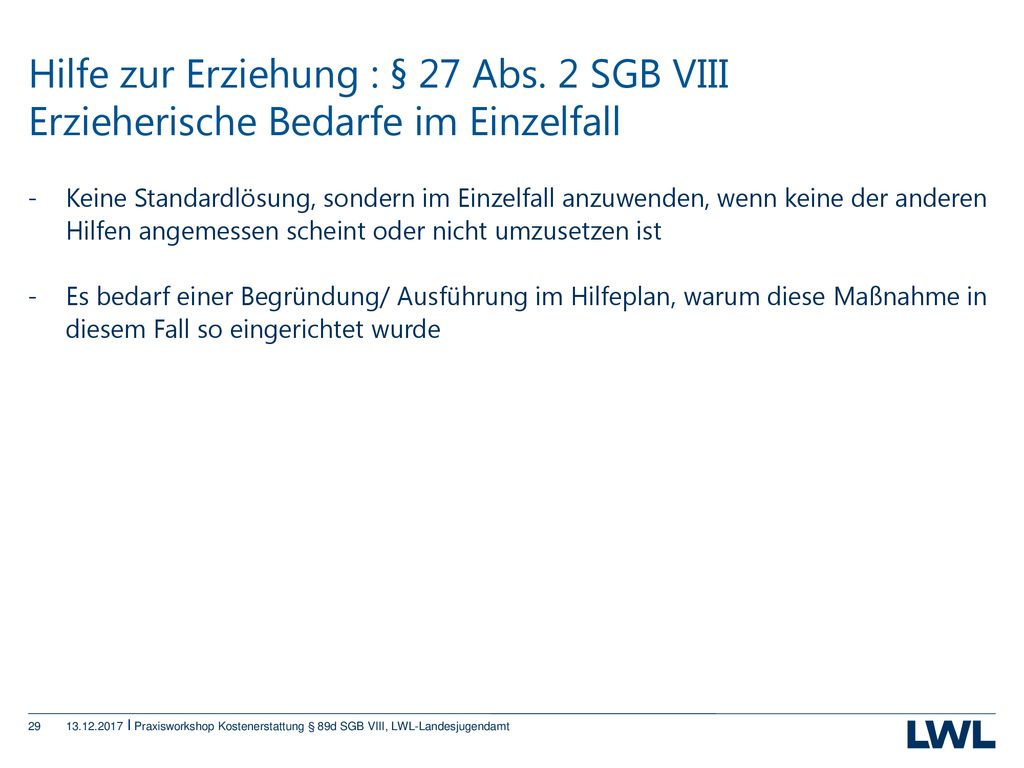 Hilfe zur Erziehung : § 27 Abs. 2 SGB VIII