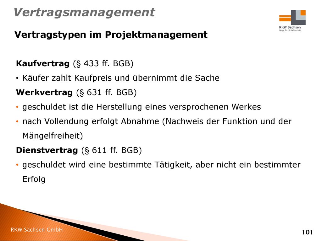 Vertragsmanagement Vertragstypen im Projektmanagement
