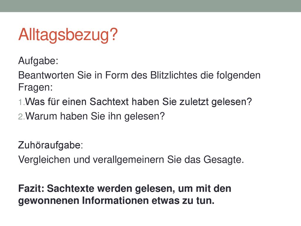Alltagsbezug Aufgabe: