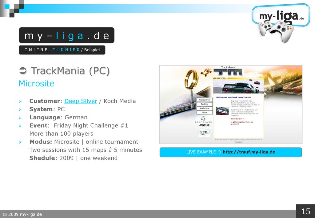 m y – l i g a . d e  TrackMania (PC) Microsite 15