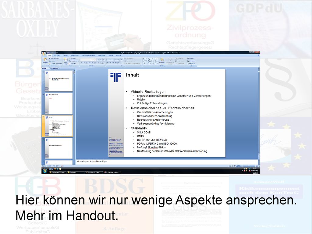 Hier können wir nur wenige Aspekte ansprechen. Mehr im Handout.
