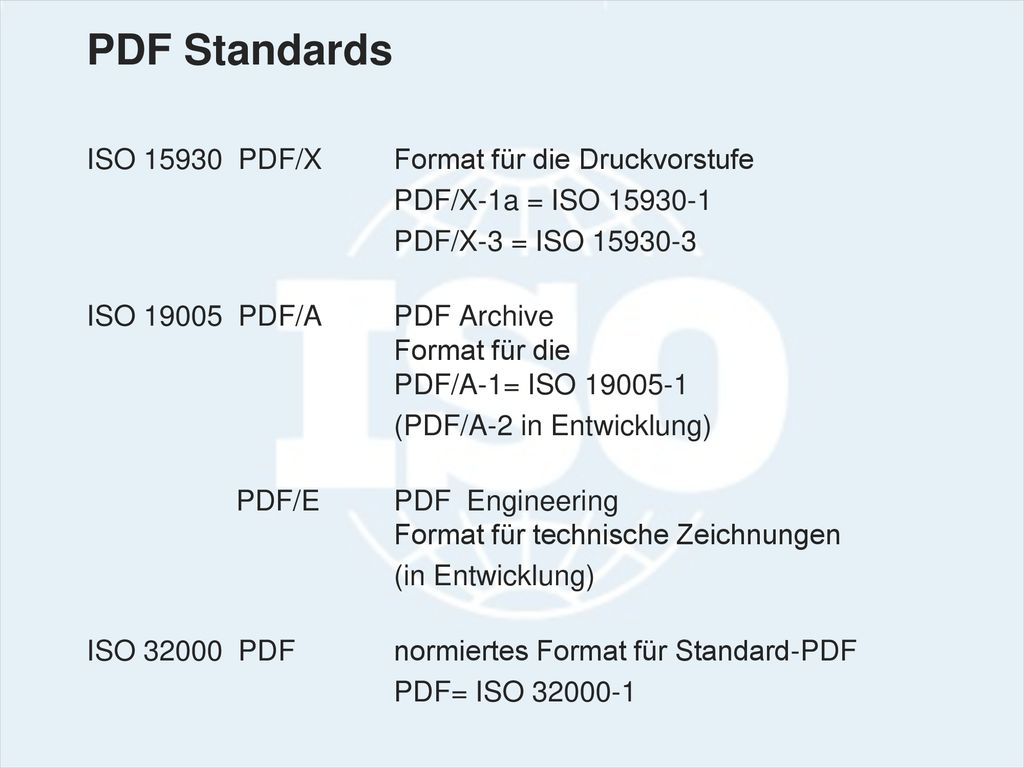 PDF Standards ISO PDF/X Format für die Druckvorstufe