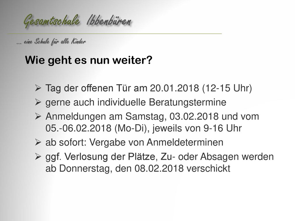 Wie geht es nun weiter Tag der offenen Tür am (12-15 Uhr)