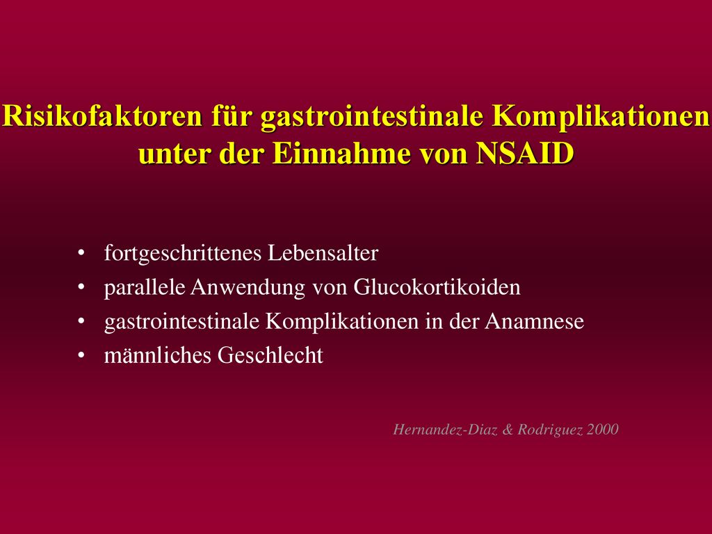 Risikofaktoren für gastrointestinale Komplikationen unter der Einnahme von NSAID