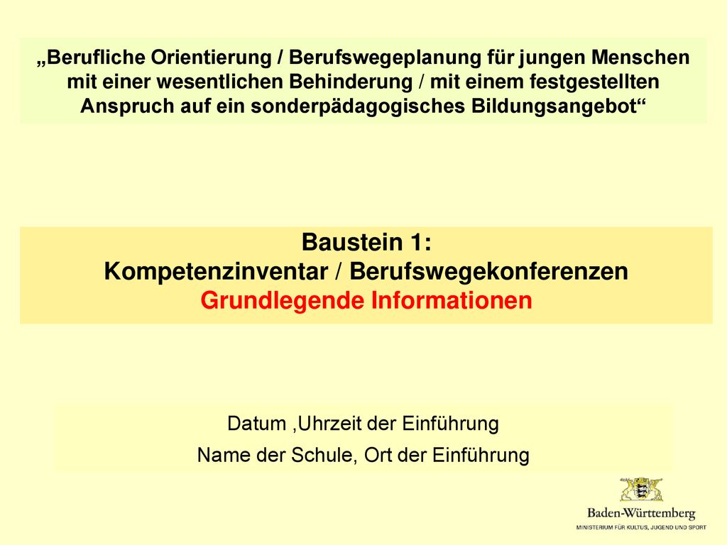 „Berufliche Orientierung / Berufswegeplanung für jungen Menschen mit einer wesentlichen Behinderung / mit einem festgestellten Anspruch auf ein sonderpädagogisches Bildungsangebot