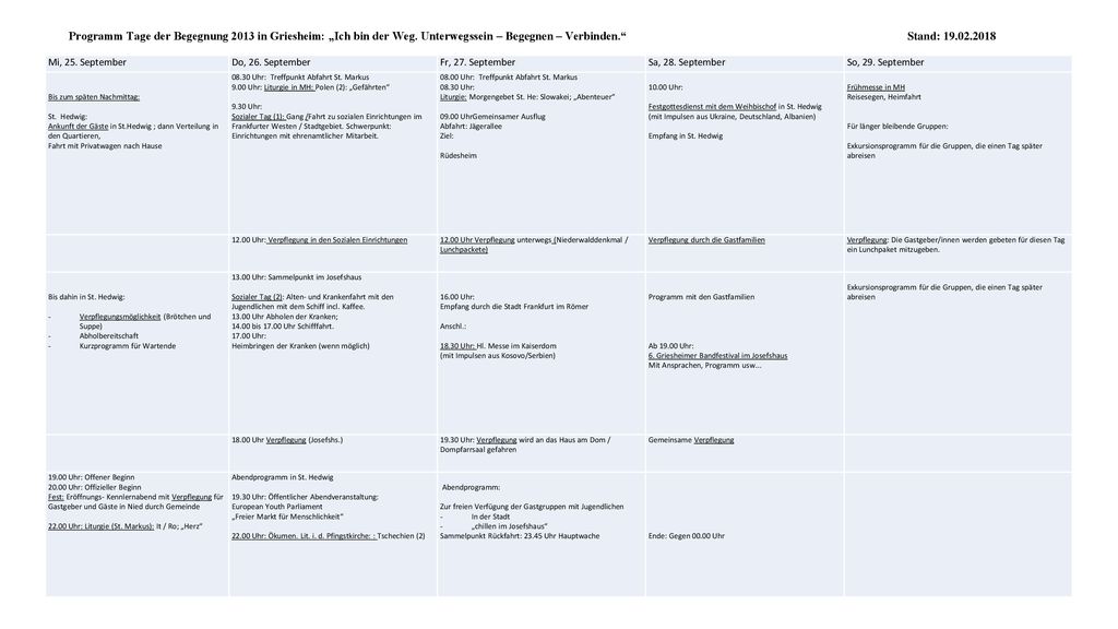 Programm Tage der Begegnung 2013 in Griesheim: „Ich bin der Weg