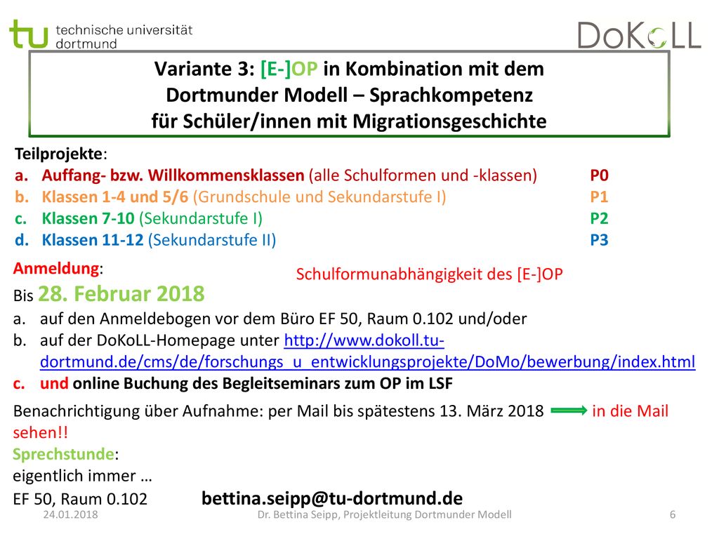 Variante 3: [E-]OP in Kombination mit dem Dortmunder Modell – Sprachkompetenz für Schüler/innen mit Migrationsgeschichte
