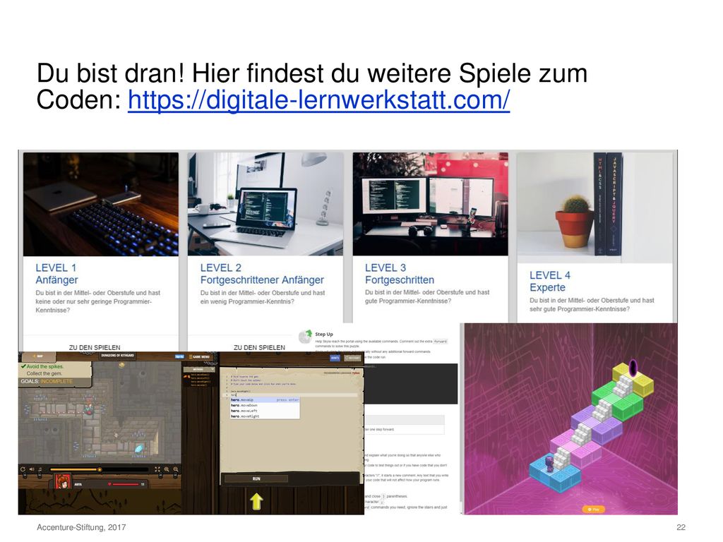 Du bist dran! Hier findest du weitere Spiele zum Coden: