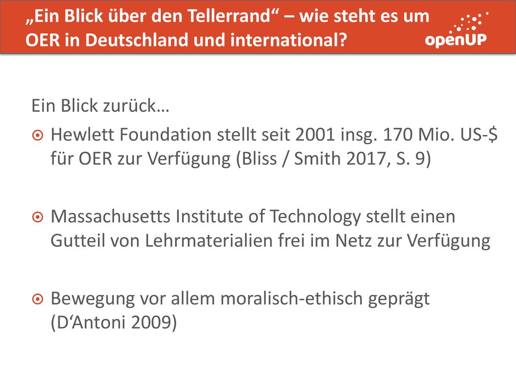„Ein Blick über den Tellerrand – wie steht es um OER in Deutschland und international