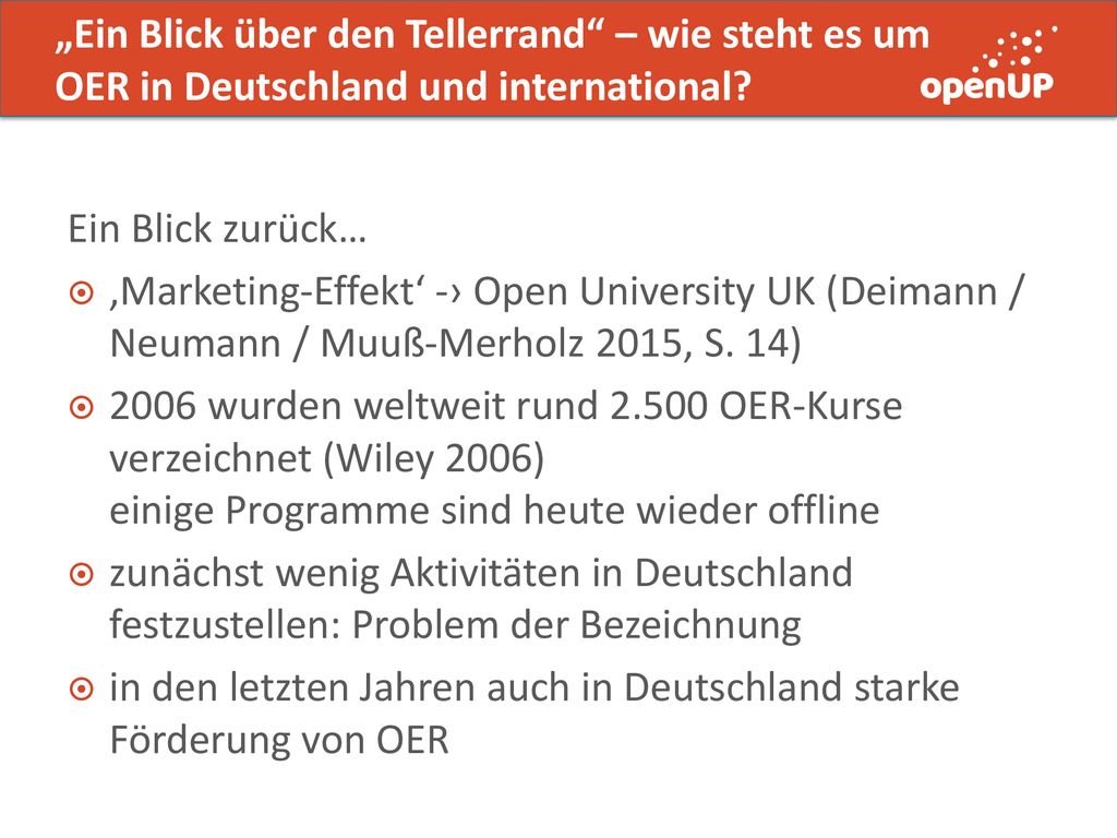 „Ein Blick über den Tellerrand – wie steht es um OER in Deutschland und international