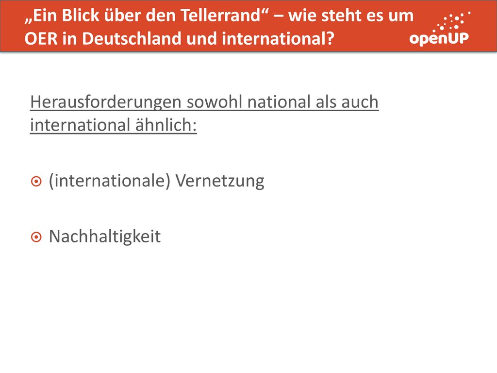 „Ein Blick über den Tellerrand – wie steht es um OER in Deutschland und international