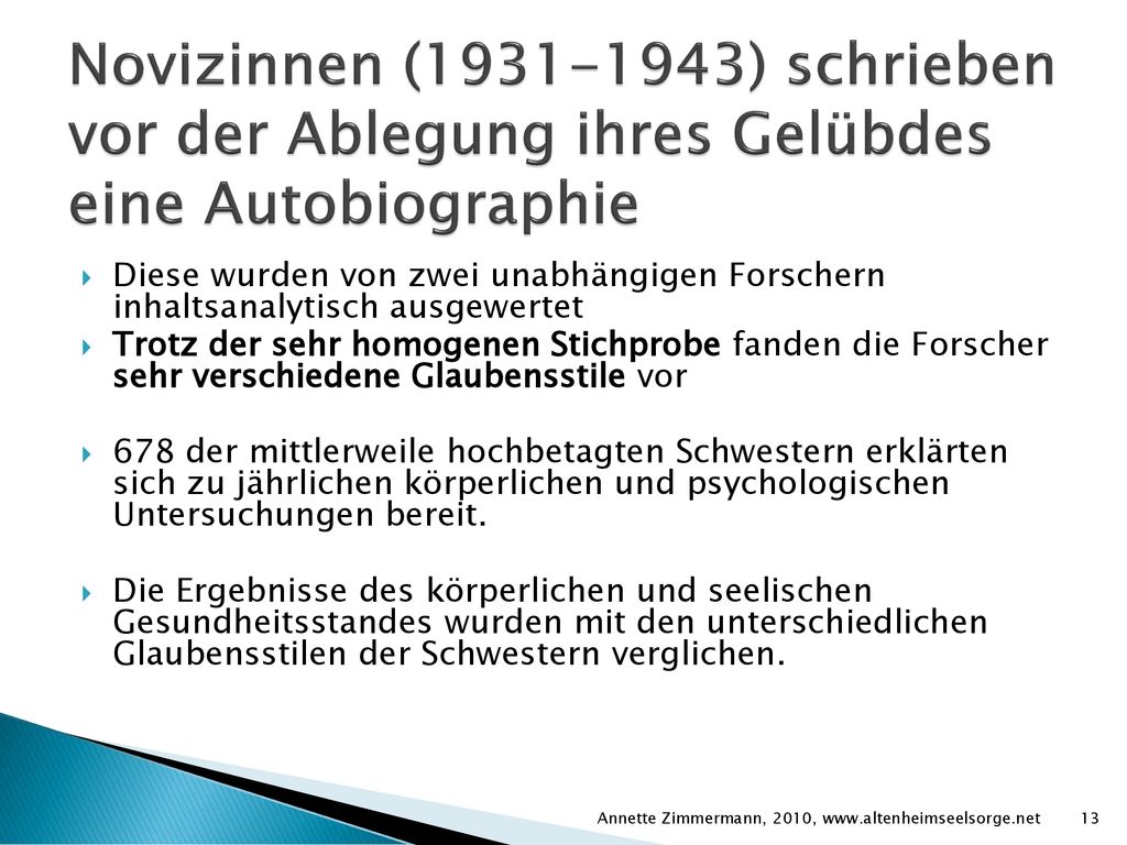 Novizinnen ( ) schrieben vor der Ablegung ihres Gelübdes eine Autobiographie