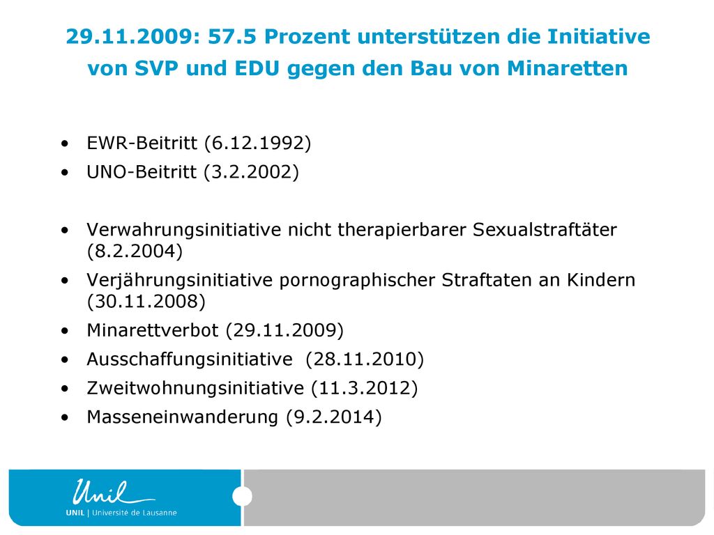 : 57.5 Prozent unterstützen die Initiative von SVP und EDU gegen den Bau von Minaretten