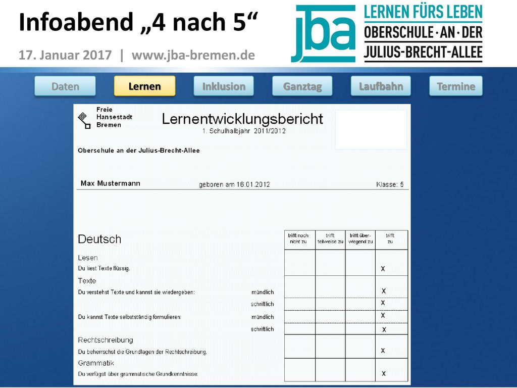 Infoabend „4 nach Januar 2017 |   Daten Lernen