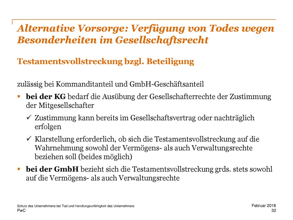 Alternative Vorsorge: Verfügung von Todes wegen Besonderheiten im Gesellschaftsrecht