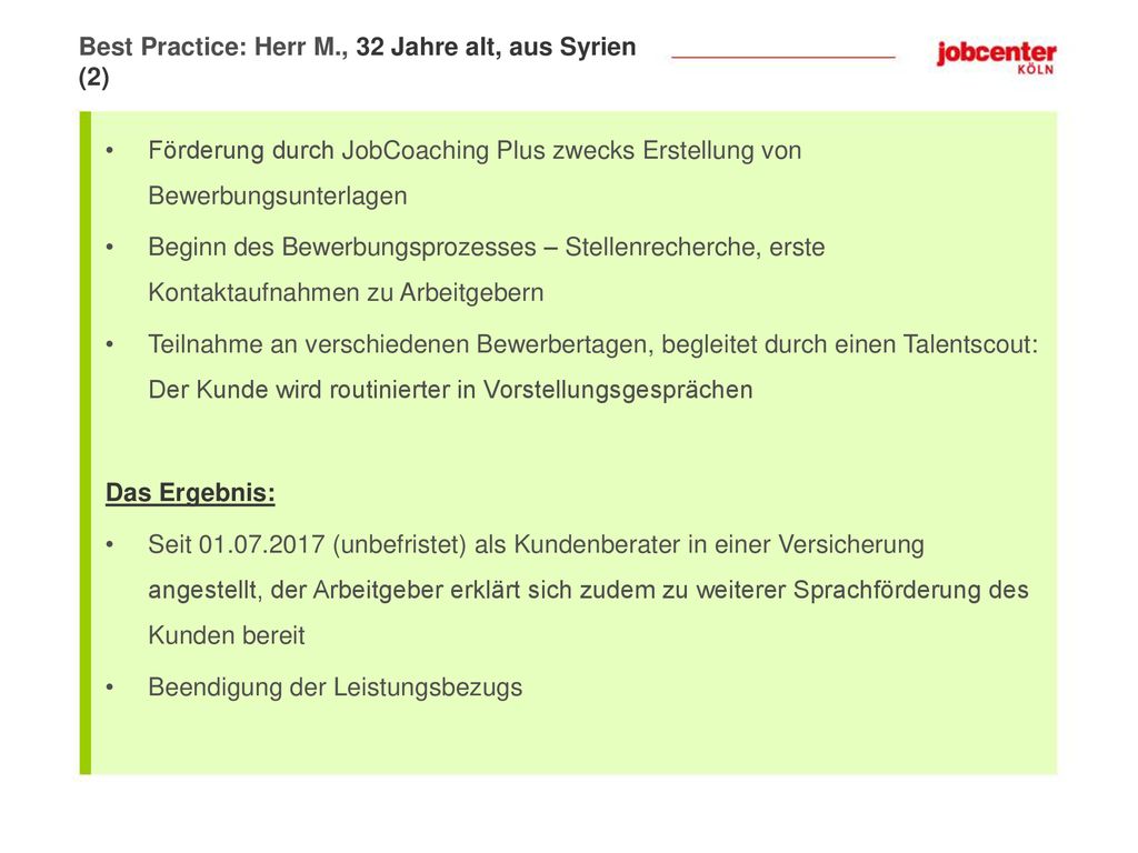 Best Practice: Herr M., 32 Jahre alt, aus Syrien (2)