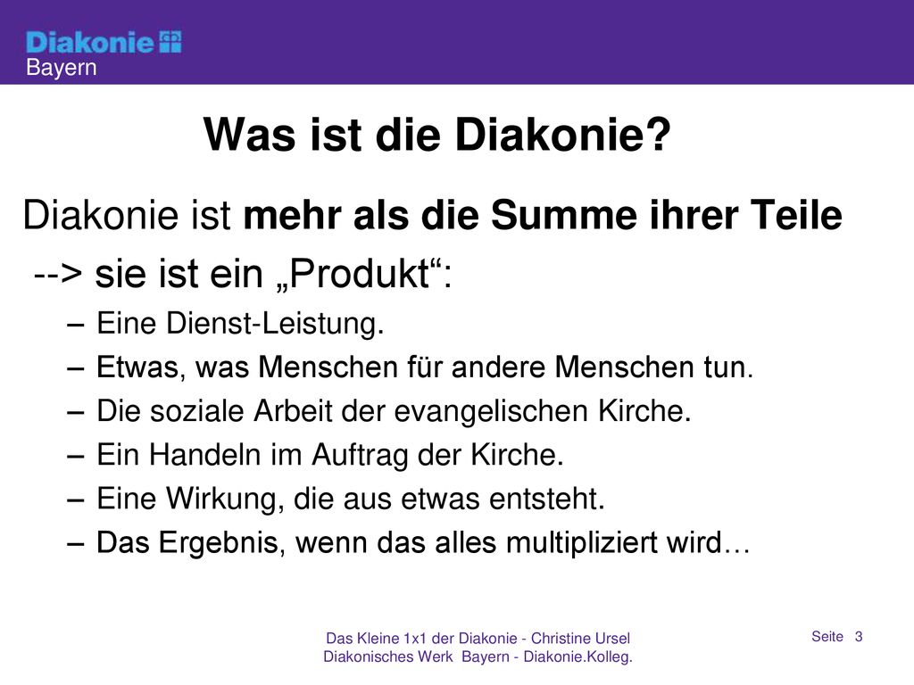 Was ist die Diakonie Diakonie ist mehr als die Summe ihrer Teile