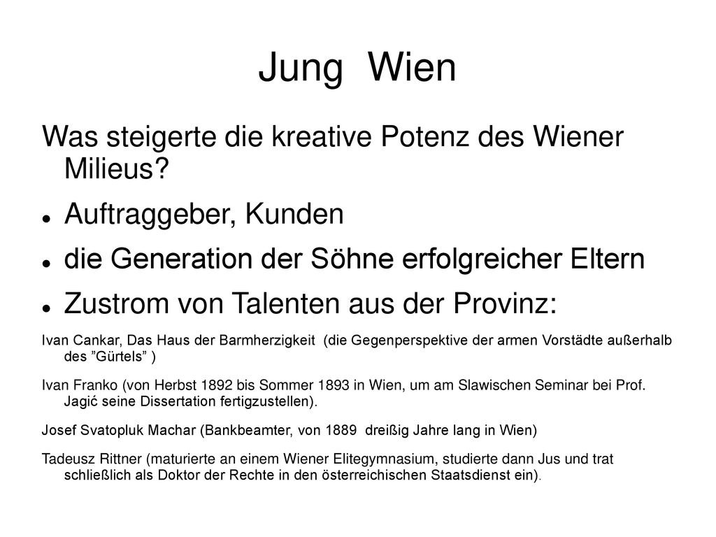 Jung Wien Was steigerte die kreative Potenz des Wiener Milieus
